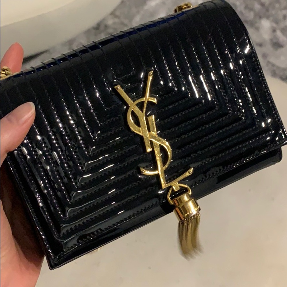 COPY - Saint Laurent Kate black patent tassel bag
